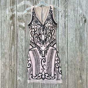 Aidan Mattox Sleeveless Cocktail Dress Women’s 4 Embroidered Beaded Sequin Boho